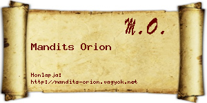 Mandits Orion névjegykártya